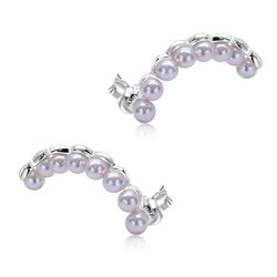Beautiful Pearl Curve Shaped Silver Stud Earring STS-5672